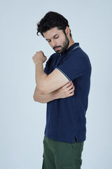 Tipped Men Polo Shirt - Catalina Blue