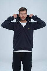 Xea navy hoodie for men is the perfect combination of warmth and style. Whether you choose to zip it up or leave it open, you'll make a statement with this versatile piece.