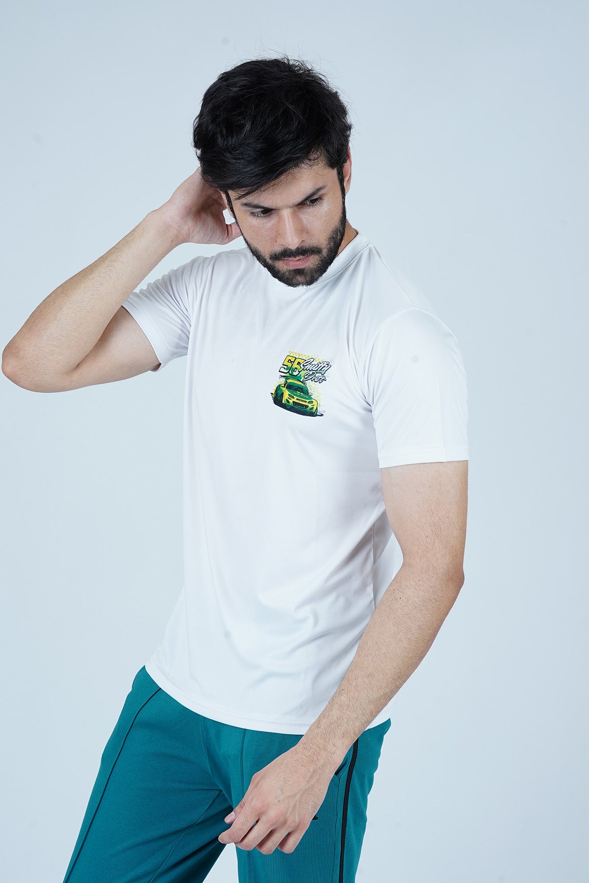 Smiffy Drift White T-Shirt front Print Look -  Smiffy Drift White T-Shirt - Xea Clothing