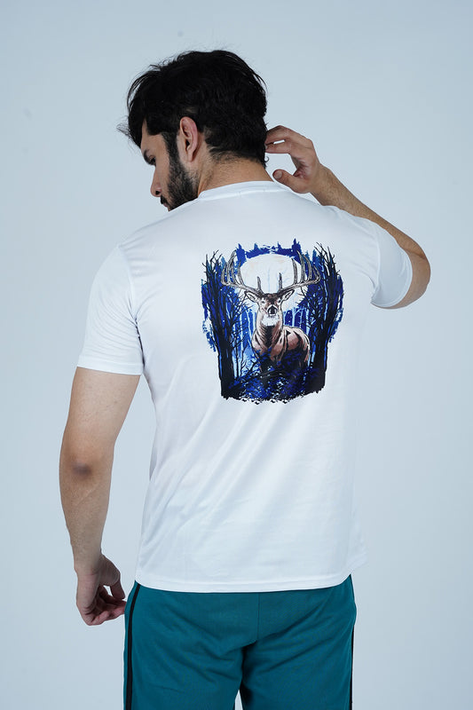 Swamp Deer White T-Shirt Back Print