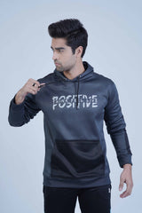 The Xea Men's Clothing Positive Grey Black Men Hoodie -  Color Block Pullover Hoodie - Xea Clothing