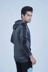 Modern Men's Grey Black Hoodie - The Xea Positive Edition -  Color Block Pullover Hoodie - Xea Clothing