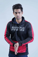 Positive Black Red Hoodie from The Xea Collection -  Color Block Pullover Hoodie - Xea Clothing -  Color Block Pullover Hoodie - Xea Clothing