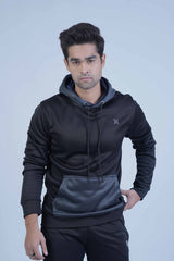 Relaxed Black Hoodie for Casual Comfort -  Men's Hoodie Black and Grey - Xea Clothing