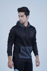 Relaxed Fit Black Hoodie - The Xea Men's Clothing -  Men's Hoodie Black and Grey - Xea Clothing