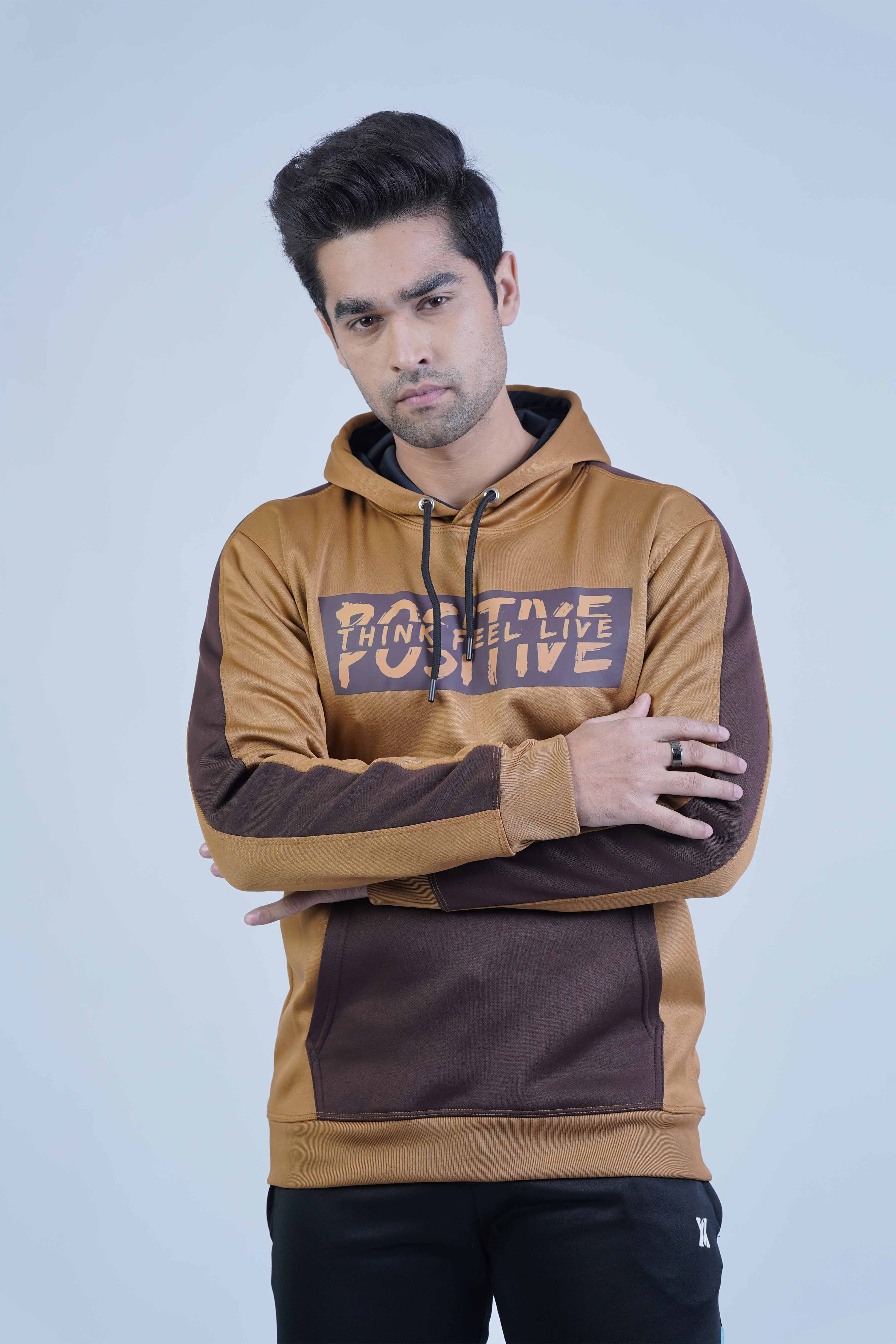 Positive Light Brown Men Hoodie from The Xea Collection