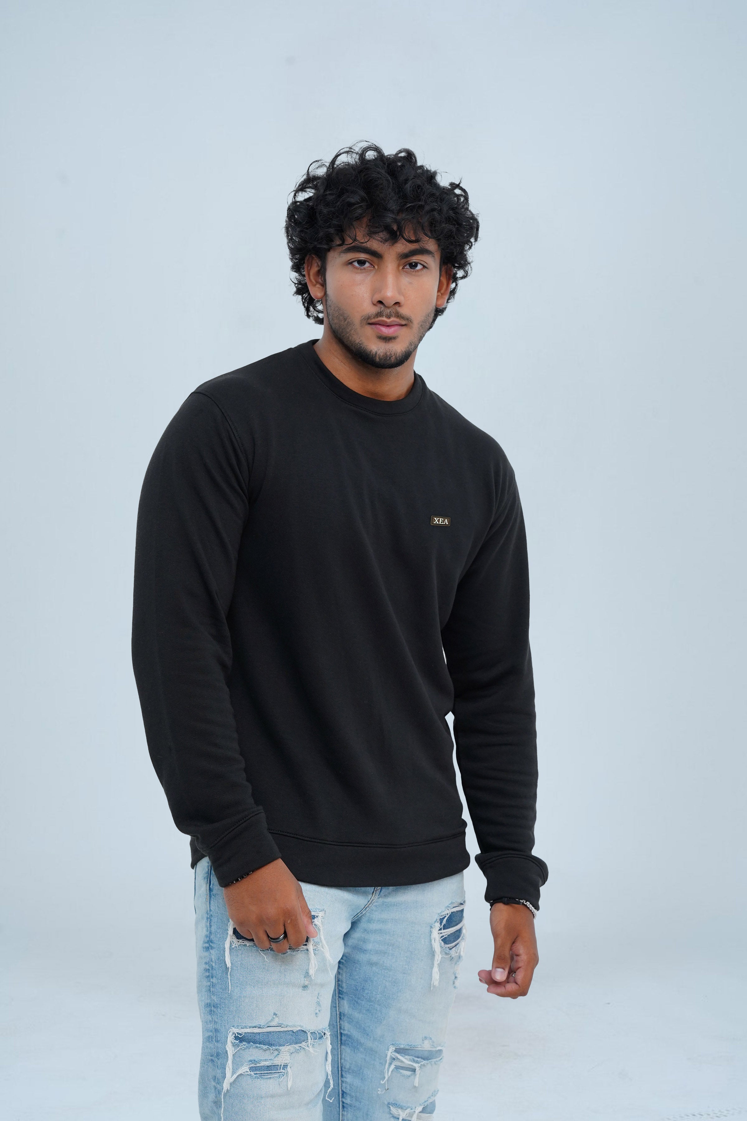 The Graphic Free Black Sweatshirt by Xea offers a harmonious blend of comfort and fashion for men. Ideal for everyday use, this sweatshirt is lightweight, soft, and ideal for layering. -  Graphic Free Black Sweatshirt - Xea Clothing