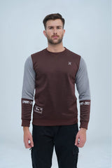 Casual Brown Sweatshirt with Unique Sleeve Details, perfect for adding flair to your everyday outfits -  Contrast Sleeves Sweatshirt Brown - Xea Clothing -  Contrast Sleeves Sweatshirt Brown - Xea Clothing