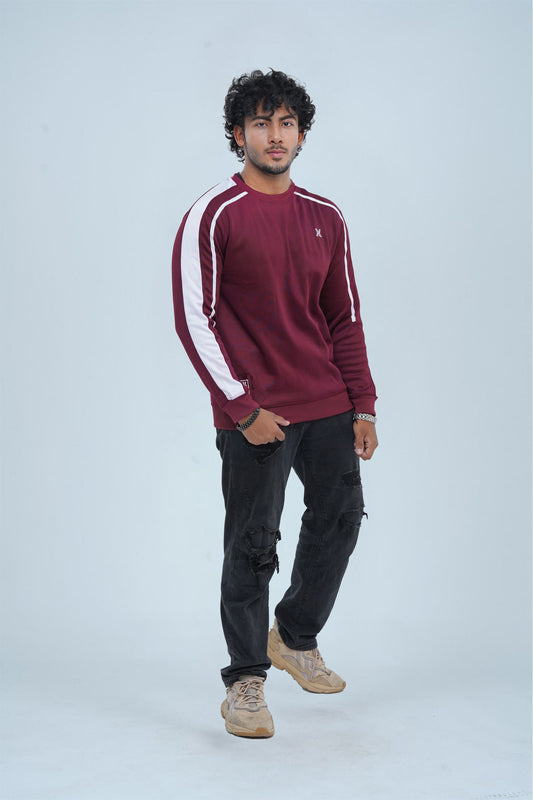 Deep Maroon Streetwear Sweatshirt for men, offering a rich color and casual design for urban outfits