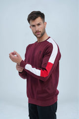 Fashionable Maroon Sweatshirt with Unique Sleeves, ideal for making a statement in your casual wardrobe. -  Striking Sleeves Maroon Sweatshirt - Xea Clothing -  Striking Sleeves Maroon Sweatshirt - Xea Clothing