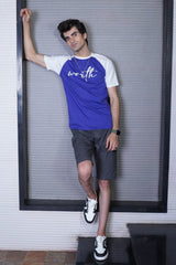 royal and white t shirt