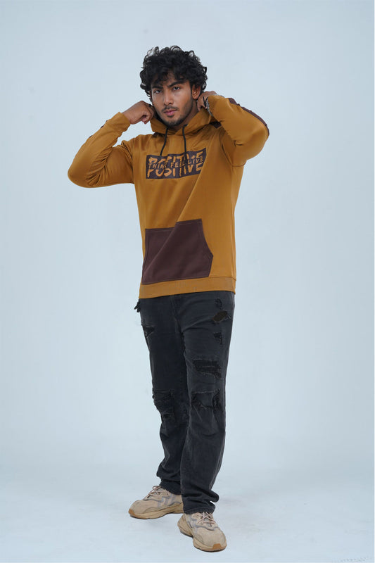 Positive Light Brown Men Hoodie from The Xea Collection