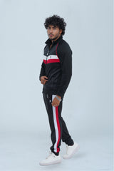Stay stylish and warm this winter with our Men's Fitness Tracksuit in Black. Designed for top performance, this tracksuit features breathable fabric and striking red and white accents. Perfect for any workout, its flexible fit and bold design will keep you active and fashionable. -  Men's Winter Fitness Tracksuit - Xea Clothing