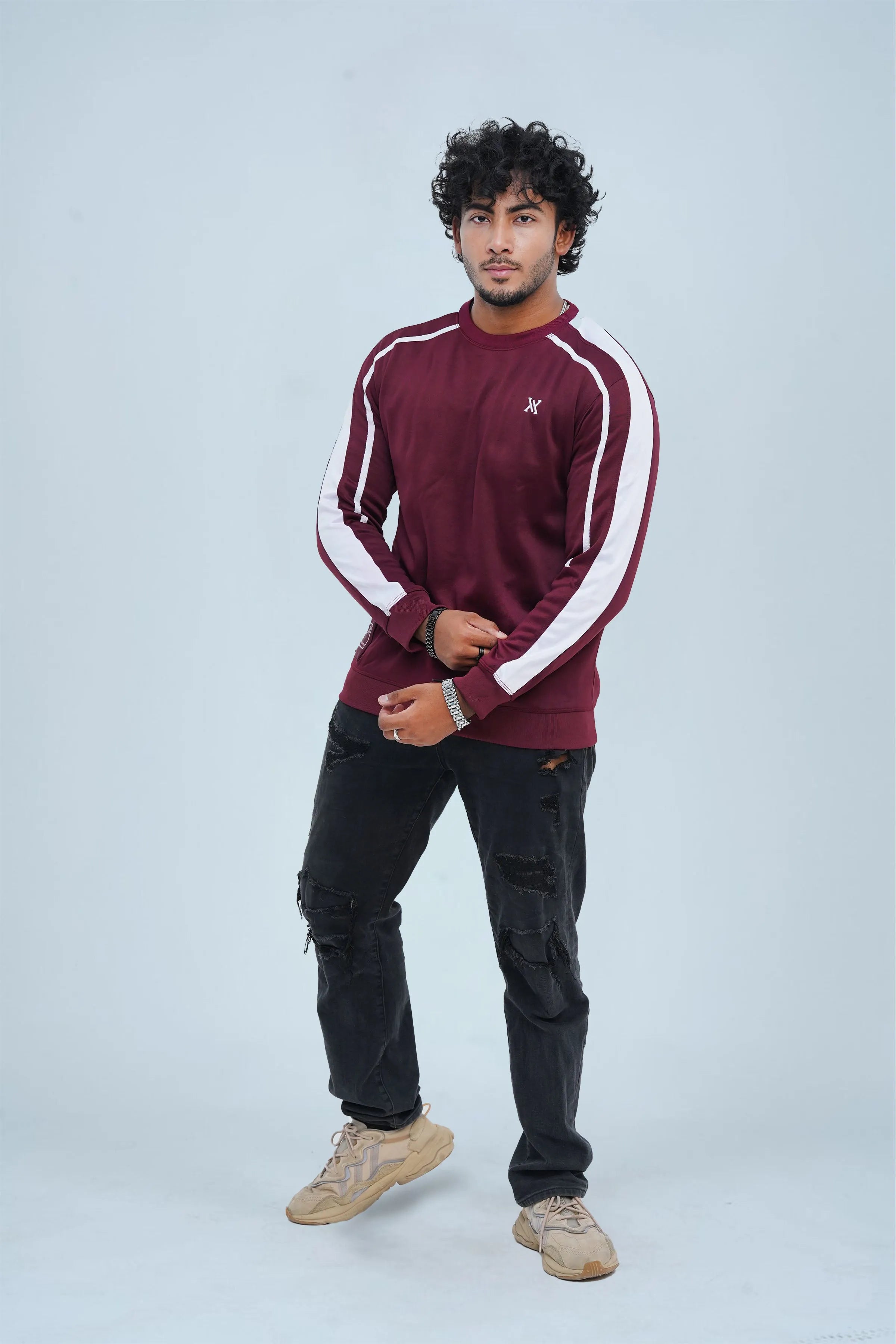 Men's Bold Maroon Streetwear Sweatshirt, combining a vibrant color and modern fit for street fashion enthusiasts -  Street Wear Maroon Sweatshirt - Xea Clothing -  Street Wear Maroon Sweatshirt - Xea Clothing