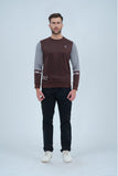 Men's Brown Sweatshirt featuring stylish contrast sleeves for a trendy and modern look.