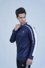 Men's Street Style Navy Blue Sweatshirt, designed for everyday comfort with a stylish streetwear edge. -  Street Wear Navy Blue Sweatshirt - Xea Clothing -  Street Wear Navy Blue Sweatshirt - Xea Clothing