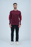 Men's Striking Sleeves Maroon Sweatshirt featuring bold sleeve designs for a standout look.