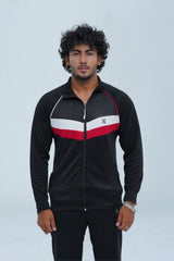 Stay stylish and warm this winter with our Men's Fitness Tracksuit in Black. Designed for top performance, this tracksuit features breathable fabric and striking red and white accents. Perfect for any workout, its flexible fit and bold design will keep you active and fashionable. -  Men's Winter Fitness Tracksuit - Xea Clothing