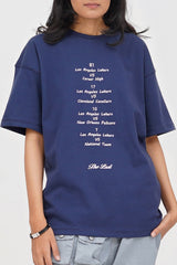 Oversized Streetwear T-Shirt by XEA – Navy Blue Graphic Tee for Men and Women