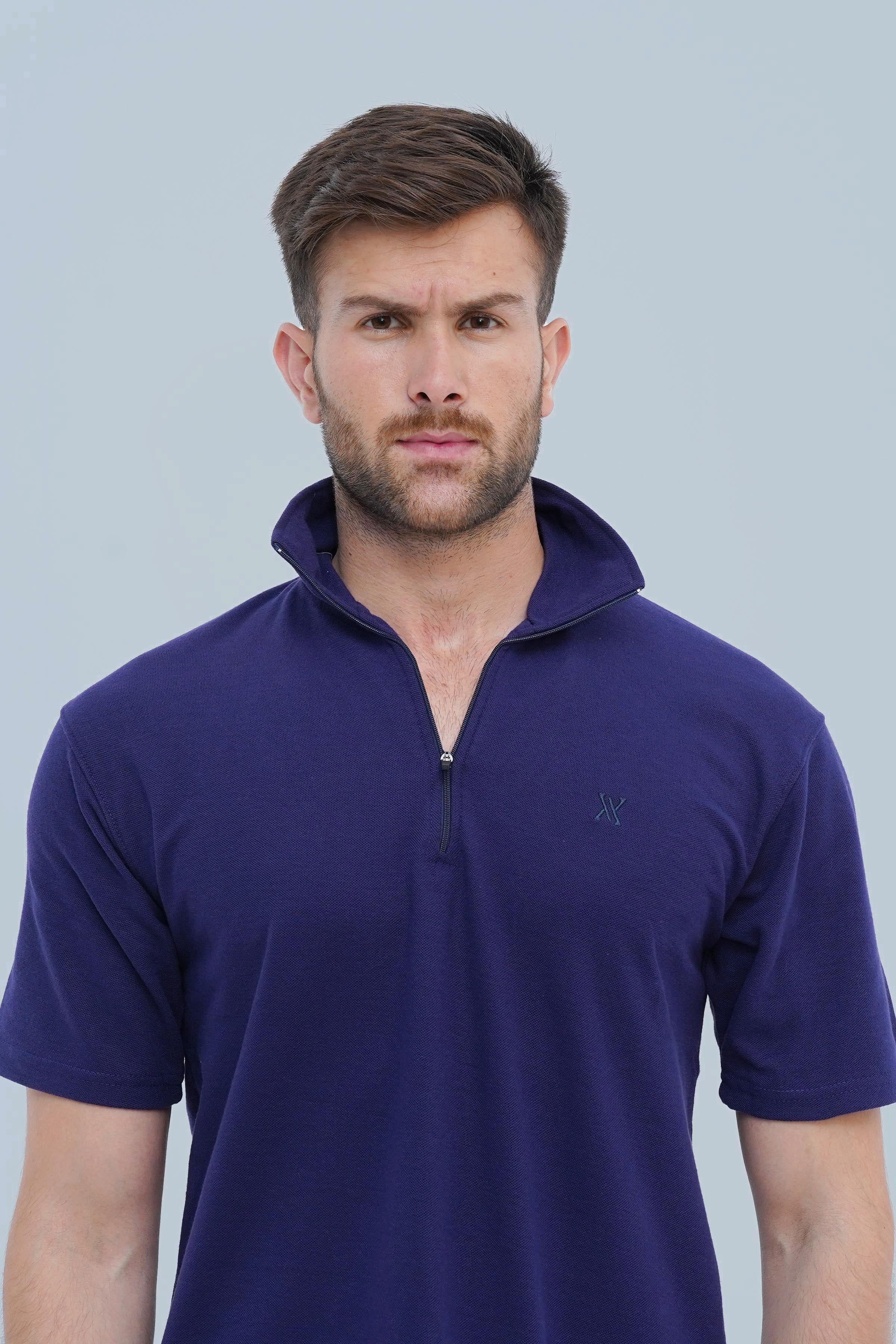 Upgrade your casual look with Xea Pique Polo Shirt in deep purple. Modern zip placket and high-quality fabric for a sophisticated and stylish appearance.