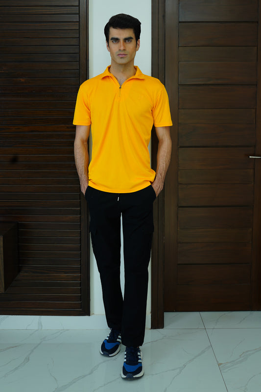 Elevate your style with the Xea Pique Polo Yellow. Premium material and zip placket for a sleek look.