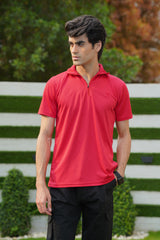 Plain Pique Polo Shirt - Soft Red