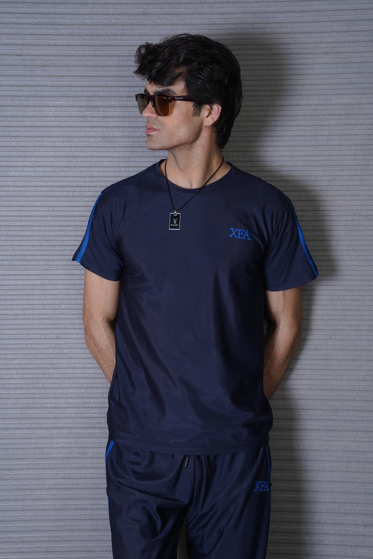 -  Striped Navy T-Shirt - Xea Clothing