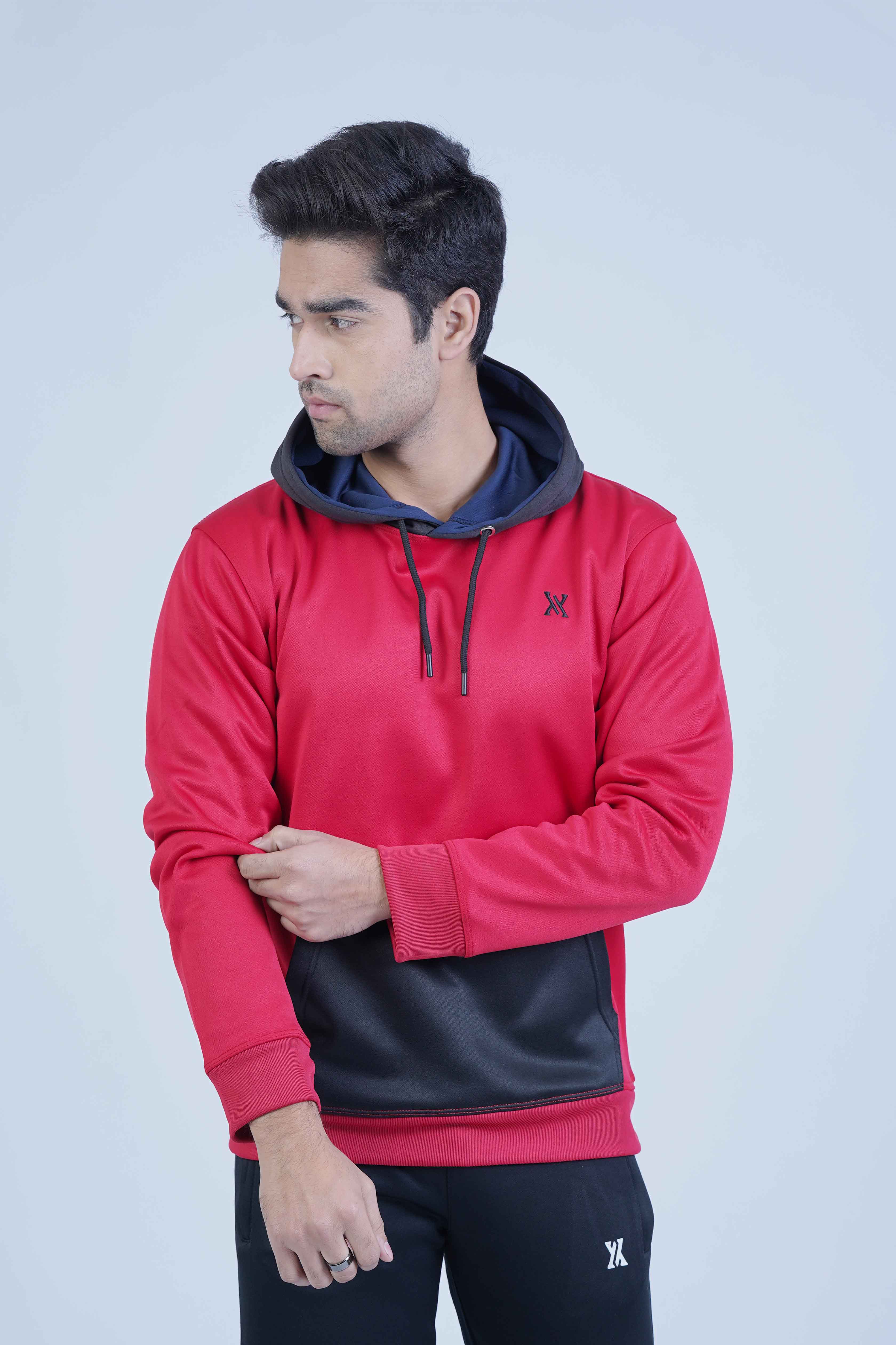 Get the perfect balance of comfort and style with this red and black pullover hoodie! Made with a red body, black hood, and front pocket, it's ideal for daily wear. -  Men's Hoodie Red and Black - Xea Clothing
