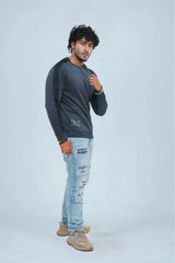 Get winter-ready in our men's grey Sweatshirt! Stay warm and stylish with quality materials and a perfect fit. Bold black panel on sleeves adds a touch of excitement to your look. -  Bold Sleeves Grey Sweatshirt - Xea Clothing -  Bold Sleeves Grey Sweatshirt - Xea Clothing