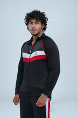 Stay stylish and warm this winter with our Men's Fitness Tracksuit in Black. Designed for top performance, this tracksuit features breathable fabric and striking red and white accents. Perfect for any workout, its flexible fit and bold design will keep you active and fashionable. -  Men's Winter Fitness Tracksuit - Xea Clothing