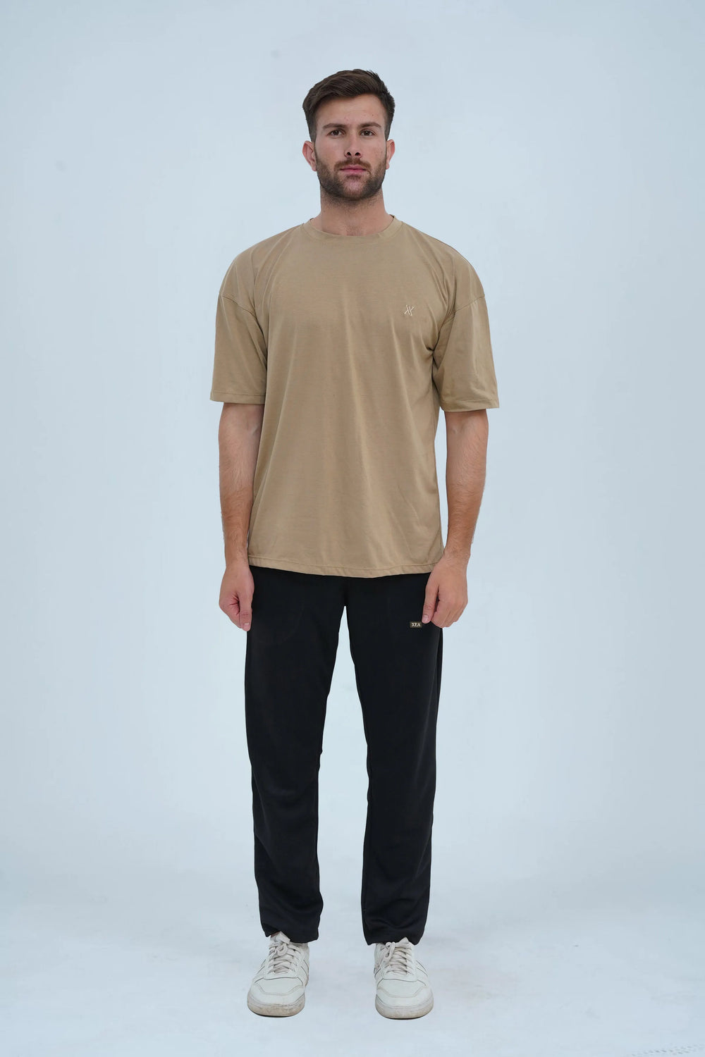 Army brown oversized drop shoulder T-shirt for men – relaxed fit, soft cotton, and perfect for casual and streetwear looks. -  Army Brown Oversized T-Shirt - Xea Clothing