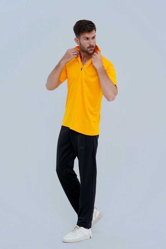 Elevate your style with the Xea Pique Polo Yellow. Premium material and zip placket for a sleek look.