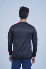 Take on winter with confidence in our Black Sweatshirt for men's! Stay cozy and stylish with premium materials and a perfect fit. The bold red panel on the sleeves adds a touch of adventure to your wardrobe. -  Bold Sleeves Black Sweatshirt - Xea Clothing
