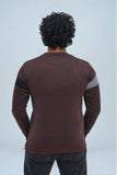 Experience elevated fashion with this elegant brown sweatshirt for men. The color-blocking of black and silver adds a touch of sophistication and inspiration to your daily wear.