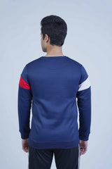 Go bold with this navy blue men's sweatshirt! Modern color block design in red and white. Stay inspired by wearing it every day! -  Color Block Sweatshirt Navy Blue - Xea Clothing -  Color Block Sweatshirt Navy Blue - Xea Clothing