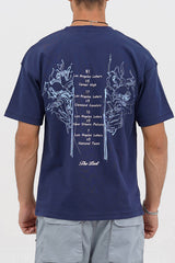 XEA Clothing Oversized T-Shirt – Navy Blue Drop Shoulder Tee with Los Angeles Lakers Print